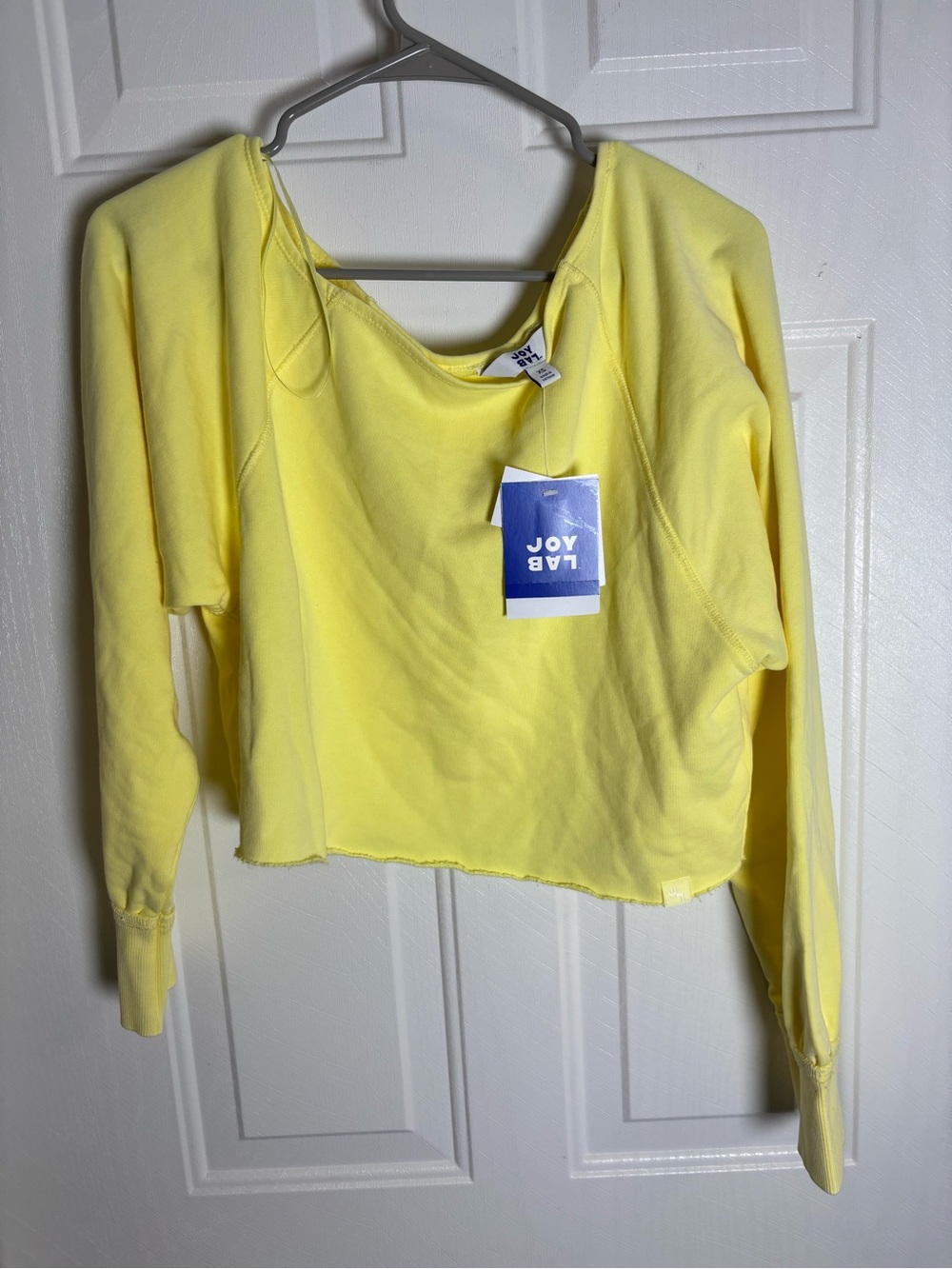 JoyLab Yellow Cropped Sweatshirt with Raglan Sleeves XS